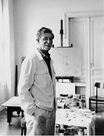 Max Weiler in seinem Atelier in Wien, 1987