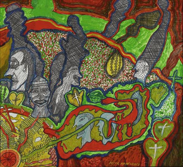 Ohne Titel (Köpfe) Selbstporträt mit Hundertwasser
