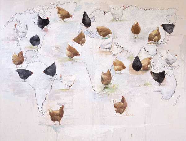Atlas (Landkarte mit Hühnern)