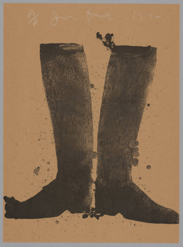 Silhouette Black Boots On Brown Paper