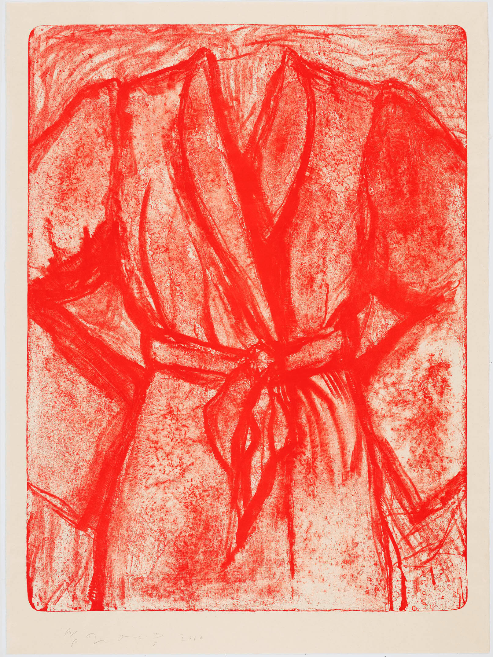 Cream And Red Robe On A Stone