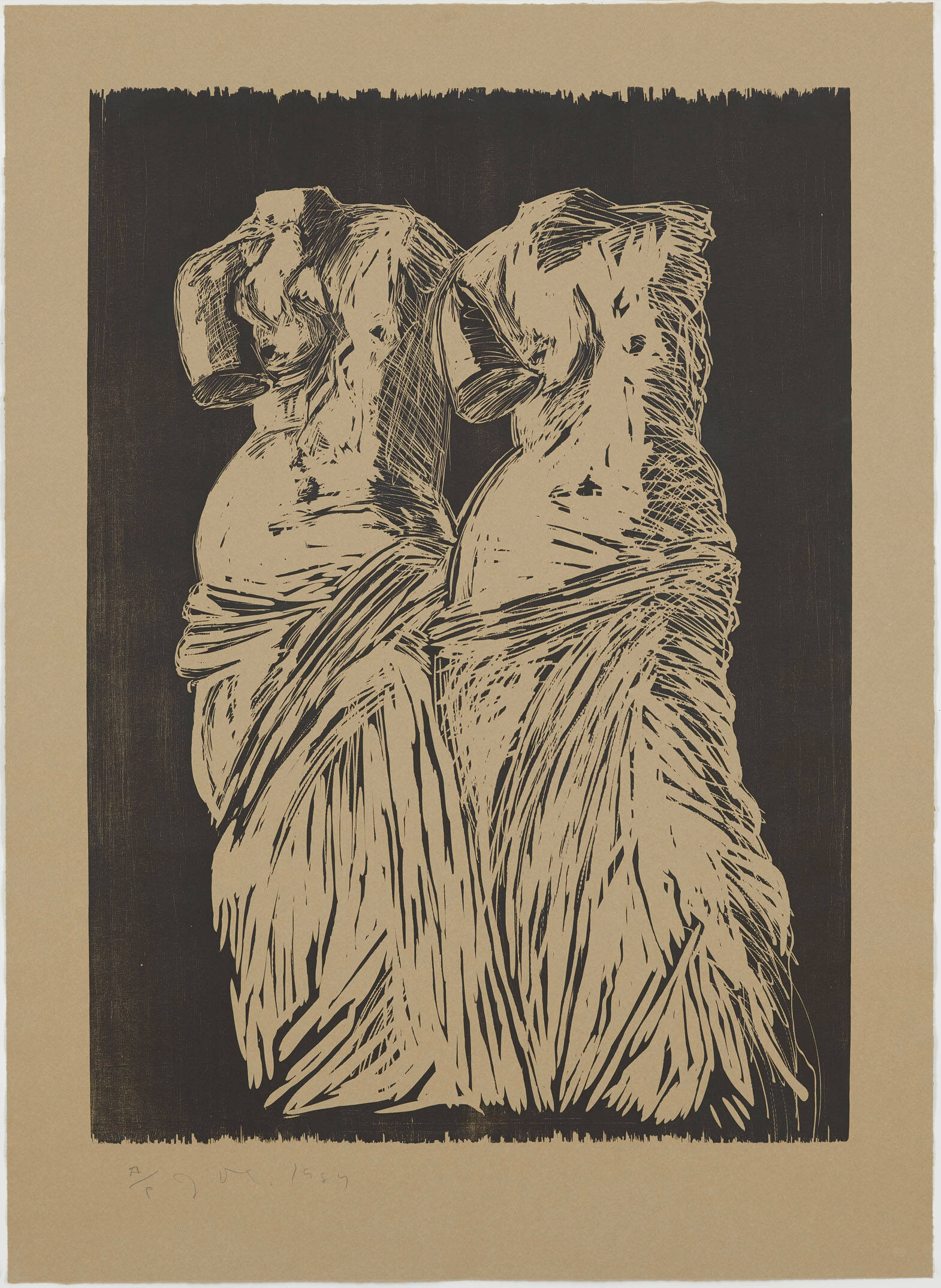 Double Venus Woodcut IV