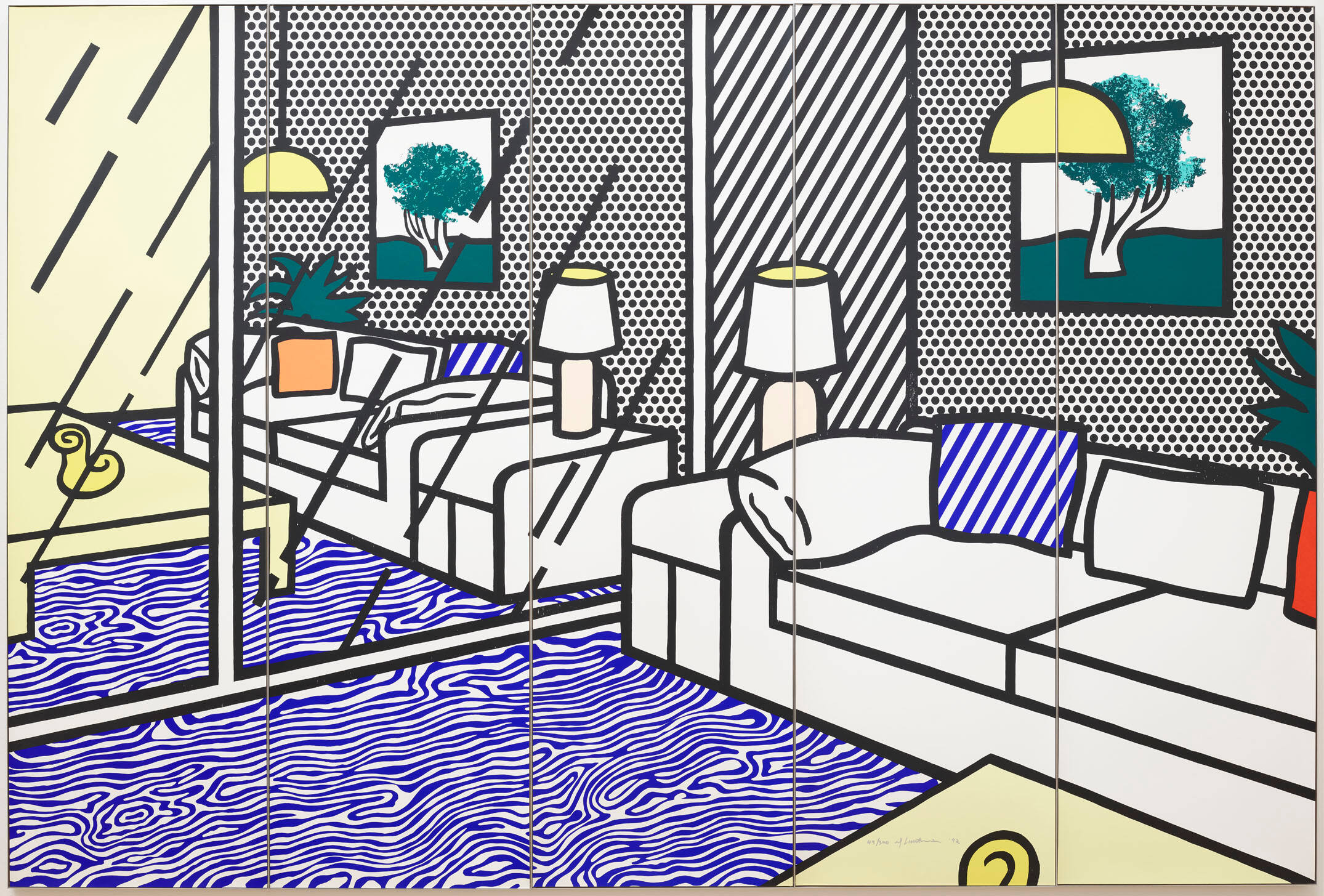 Wallpaper with Blue Floor Interior