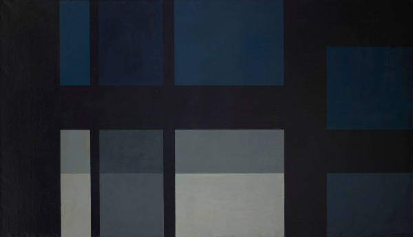 Großes Bild in Blau, Grau und Schwarz