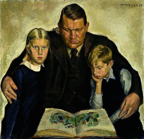 Protrait Dr. August Mayr mit seinen Kindern Hans und Elisabeth