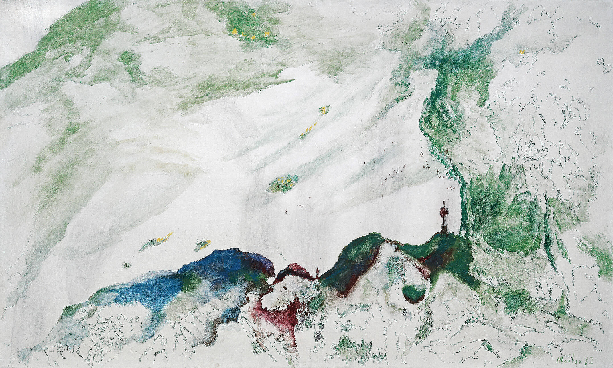 Landschaft mit grünen Wolken