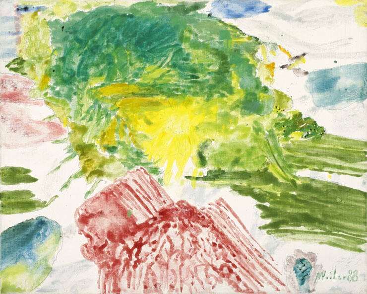 Sonne über rosarotem Berg