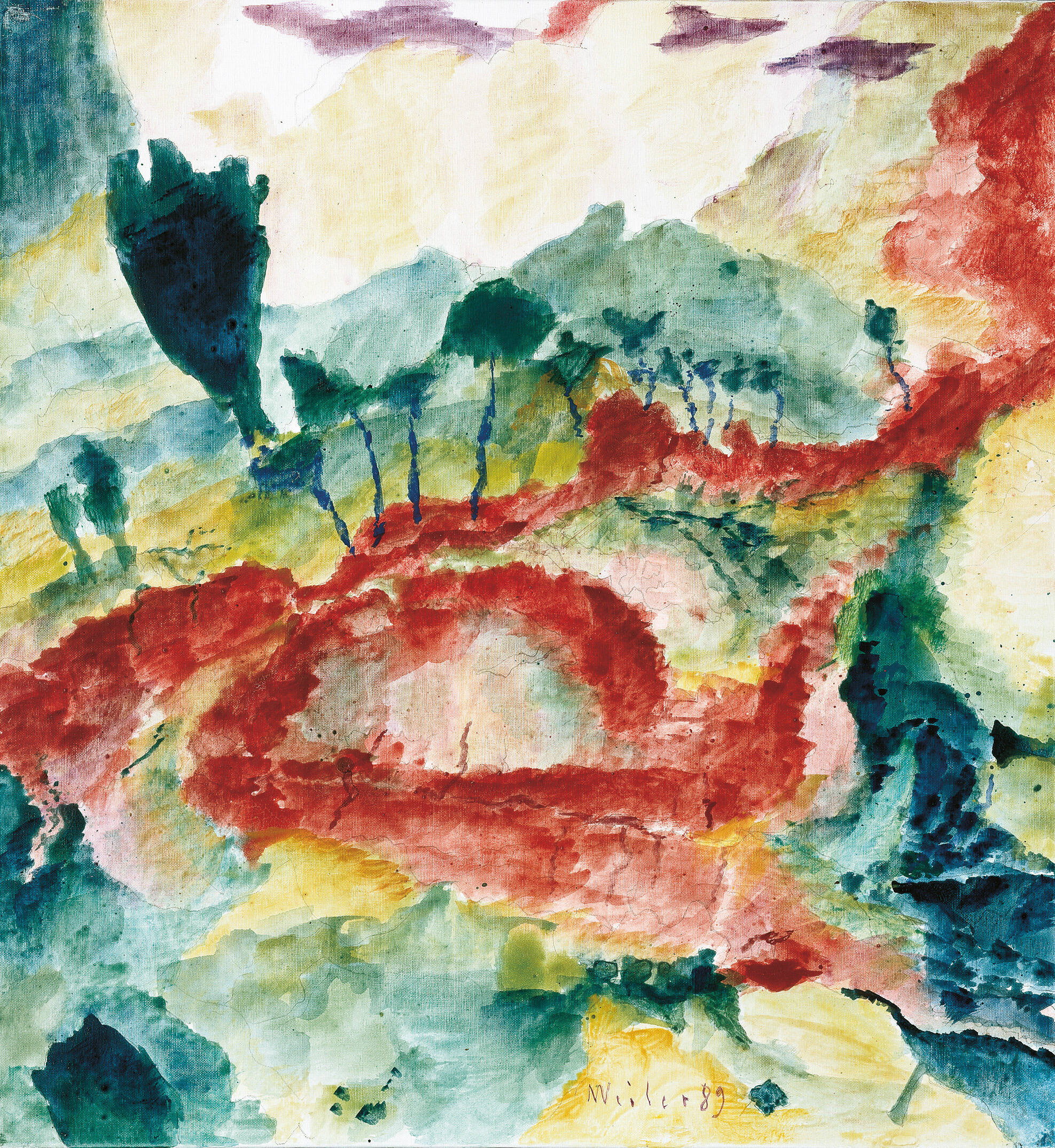 Landschaft mit roter Erde