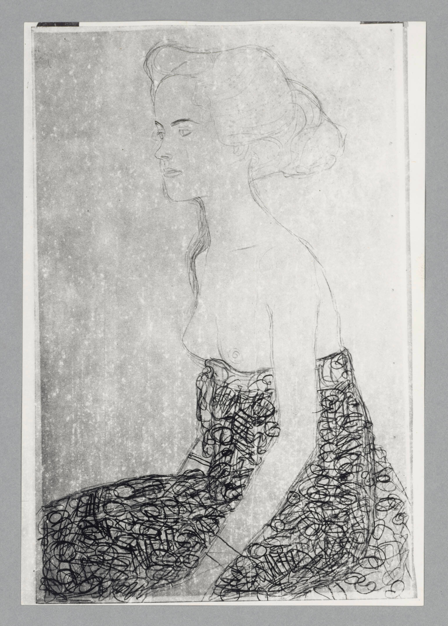 Studie zu Bildnis Margaret Stonborough-Wittgenstein: Sitzender Halbakt nach links