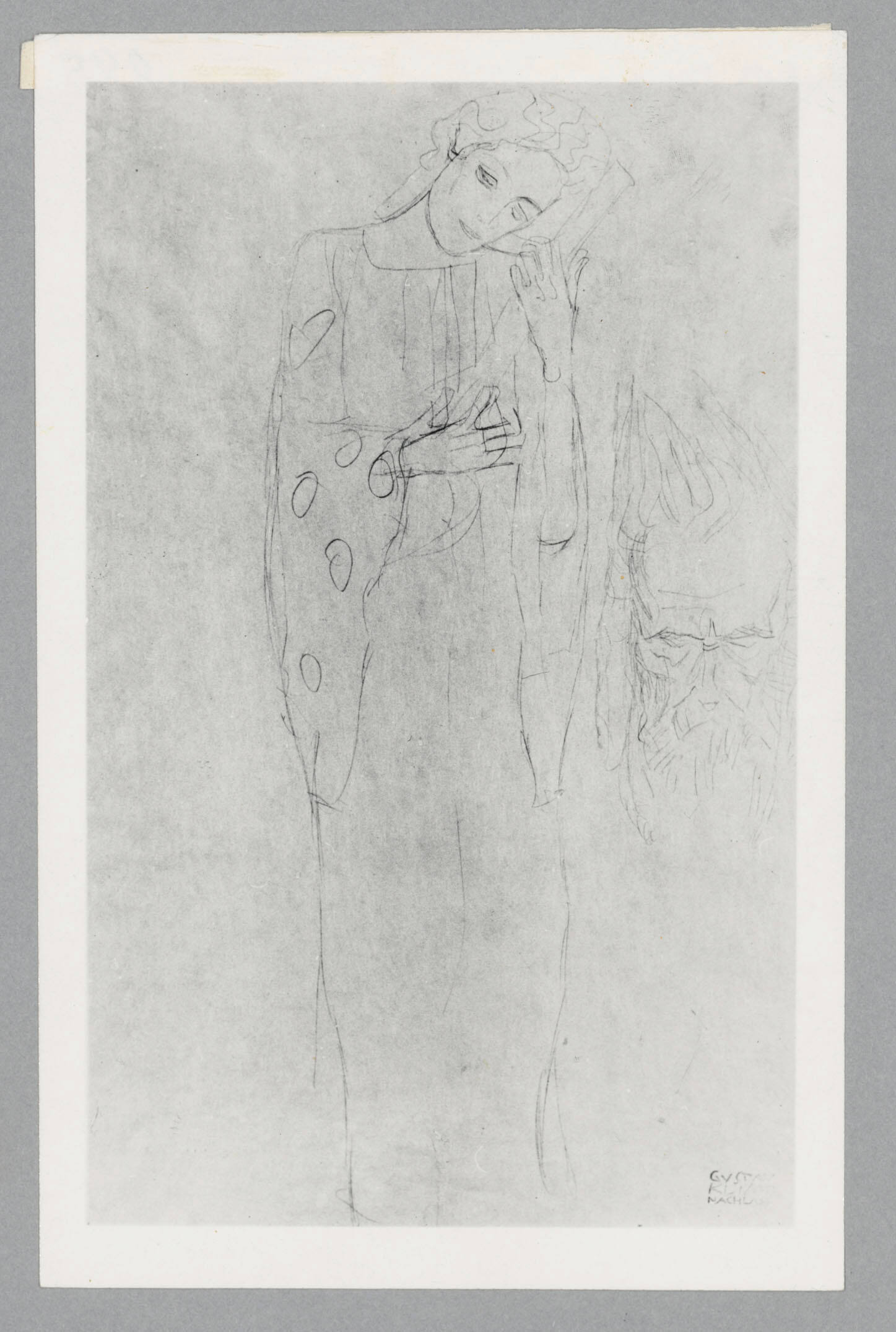 Studie zu Bildnis Margaret Stonborough-Wittgenstein: Mädchen mit Musikinstrument, Haupt eines alten Mannes