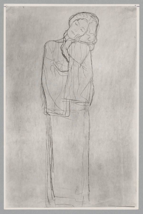 Studie zu Bildnis Margaret Stonborough-Wittgenstein: Stehende Frau mit geneigtem Kopf von vorne